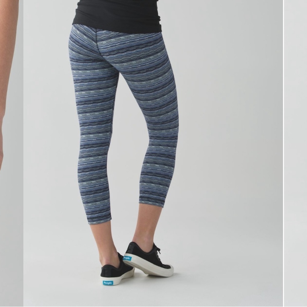 Lululemon Wunder Under Crop (Hi-Rise) Space Dye Twist Sapphire Blue Multi size 4